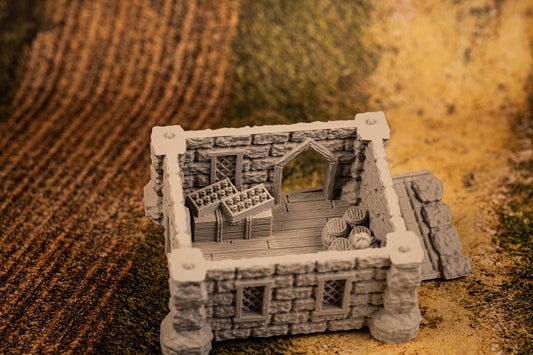 Ork-Minenlager-Geländeset | Holzfällerhof, Lagerhalle, Bergbau | MESBG | Conquest Creation | 28/32 mm