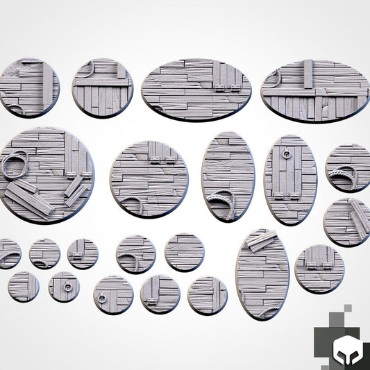 Holzschiffsdecks – szenische Base Toppers | Wargaming-Miniaturen | Fantasy-Tabletop | Unbemalt | Bemalt | Txarli Factory