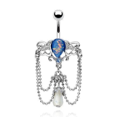 Navlepiercing Opal Royal - 316L Kirurgisk Stål - Fatima.Dk