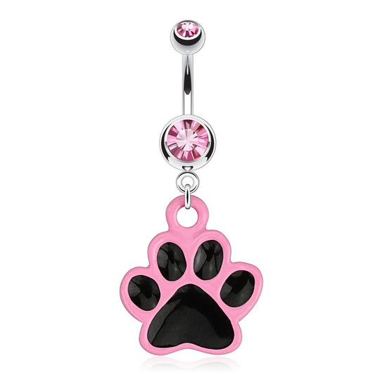 Navlepiercing Pink Paw - 316L Kirurgisk Stål - Fatima.Dk