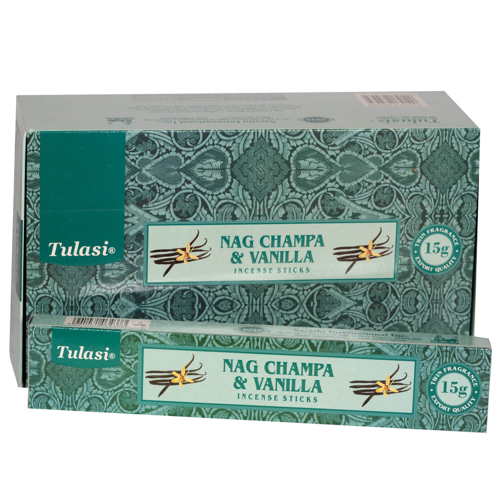 Røgelse Tulasi Nag Champa og Vanilla (15g)