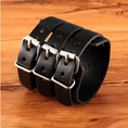 Indlæs billede i Gallery viewer, Armbånd Fake læder Sort Triple - Fatima.Dk
