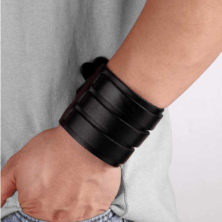 Armbånd Fake læder Sort Triple - Fatima.Dk