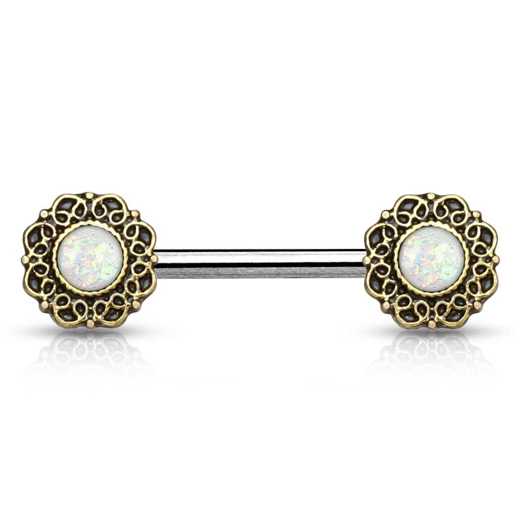 Brystpiercing Opal Antique - 316L Kirurgisk Stål - Fatima.Dk