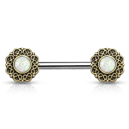 Brystpiercing Opal Antique - 316L Kirurgisk Stål - Fatima.Dk