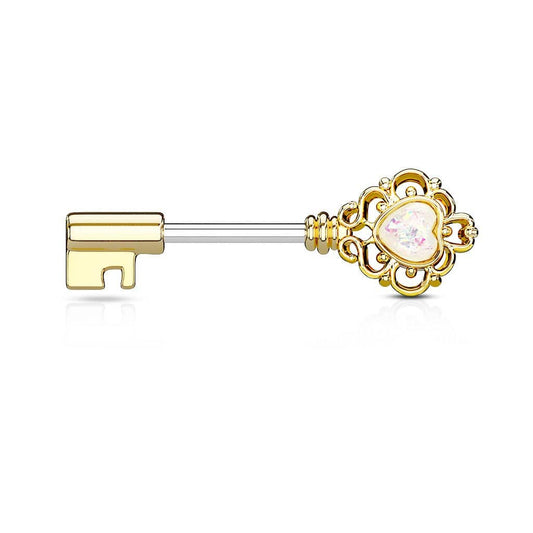 Brystpiercing Opal Key - 316L Kirurgisk Stål - Fatima.Dk