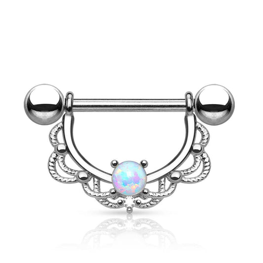 Brystpiercing Opal Queen - 316L Kirurgisk Stål - Fatima.Dk