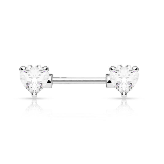 Brystpiercing Shiny Hearts - 316L Kirurgisk Stål - Fatima.Dk