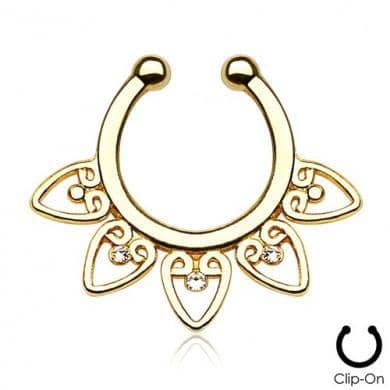 Fake Septum Guld Hearts - Fatima.Dk
