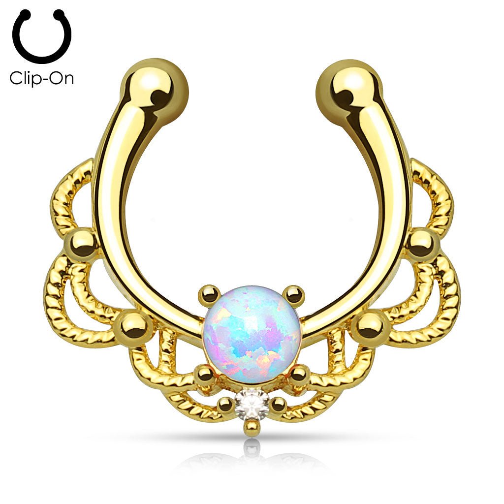 Fake Septum Guld Opal - Fatima.Dk