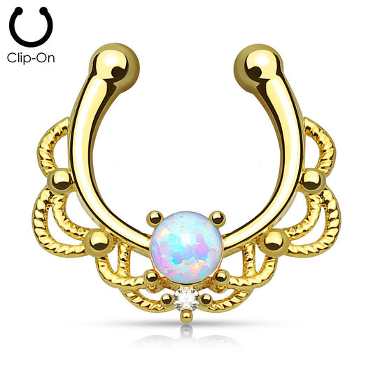 Fake Septum Guld Opal - Fatima.Dk