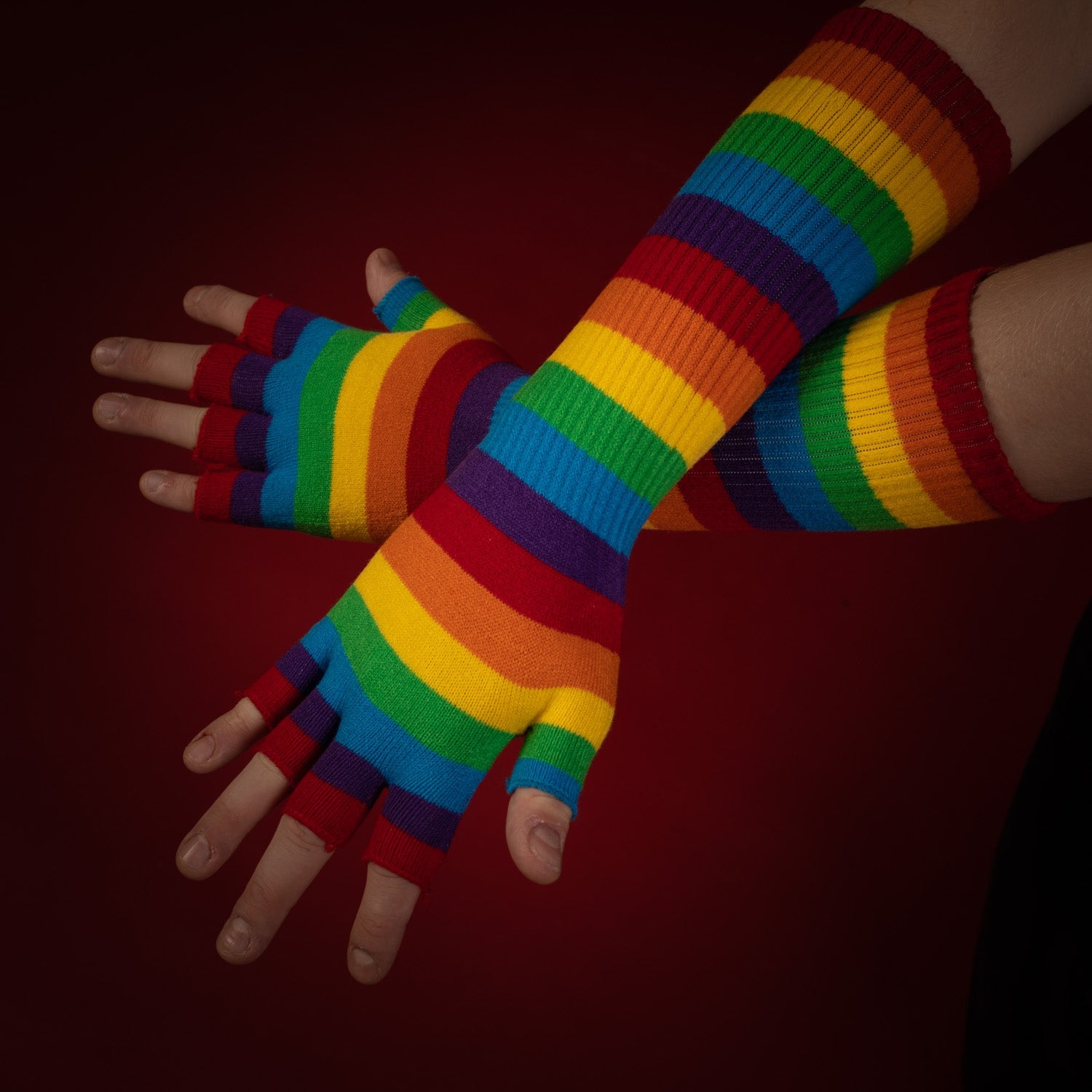 Handschuhe Fingerlos Regenbogen Lang – Jetzt kaufen –