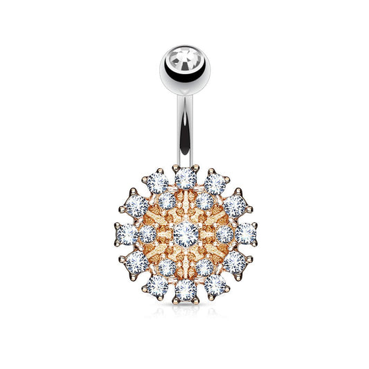 Navlepiercing Glitter Candice Rosa - 316L Kirurgisk Stål - Fatima.Dk