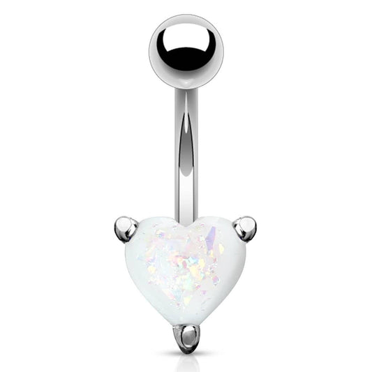 Navlepiercing Opal Heart - 316L Kirurgisk Stål - Fatima.Dk