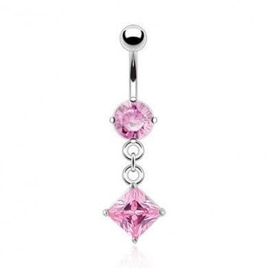 Navlepiercing SQ Pink - 316L Kirurgisk Stål - Fatima.Dk