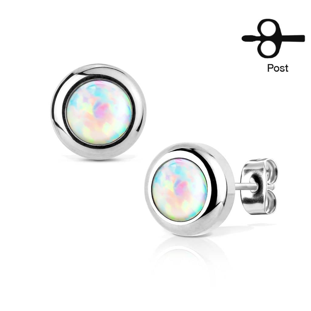 Øreringe Geometric Opal Hvid - 316L Kirurgisk Stål - Fatima.Dk