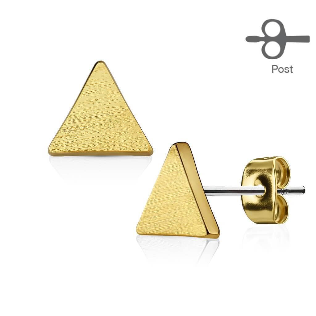 Øreringe Geometric Tri Gold - 316L Kirurgisk Stål - Fatima.Dk