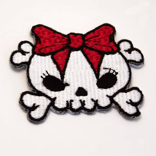 Patch Skull Rød Sløjfe - Fatima.Dk