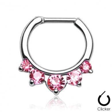 Septum Clicker Kirurgisk stål m. Pink Sten - Fatima.Dk