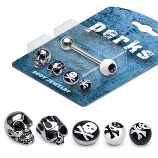 Tungepiercing Sæt - Skulls - 316L Kirurgisk Stål - Fatima.Dk