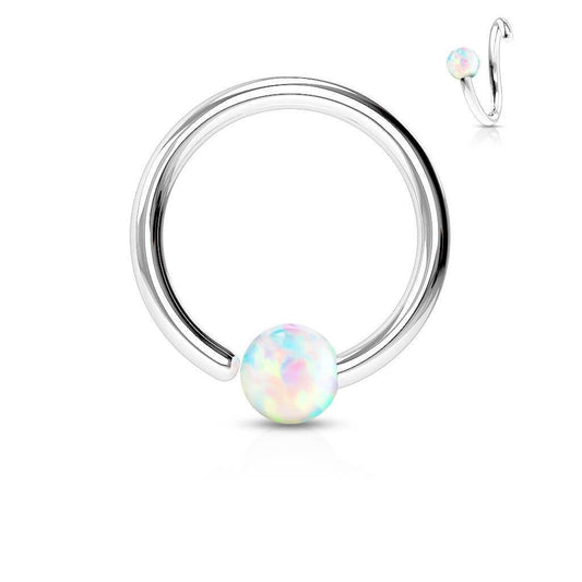 Twist Ring med Opal - 316L Kirurgisk Stål - Fatima.Dk